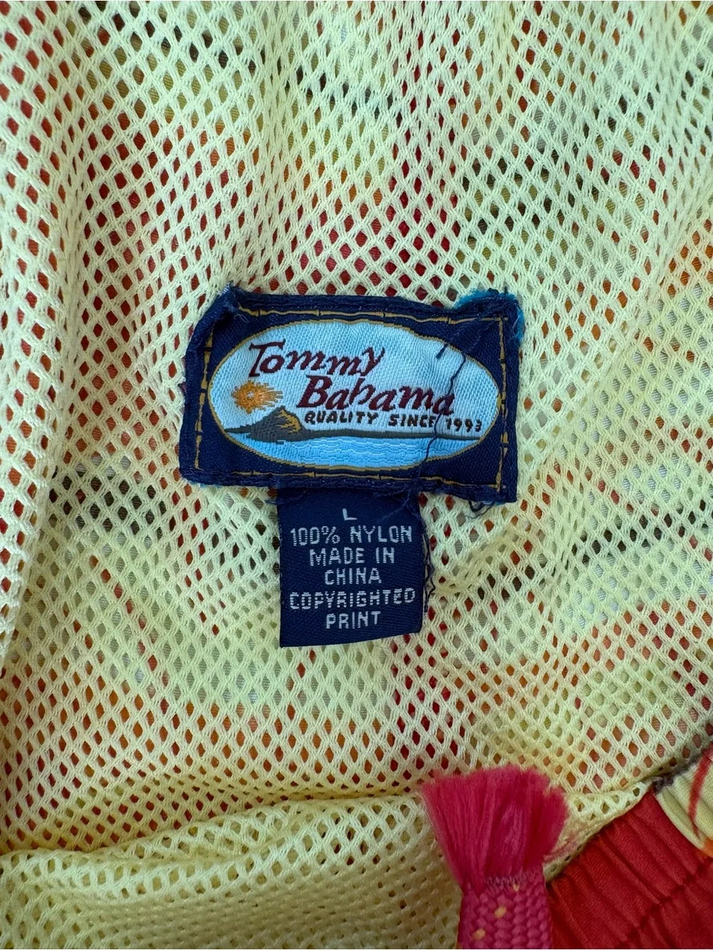 Tommy Bahama Vibrant Orange Leaf Print Swim Trunks Shorts Beach Swimming Large